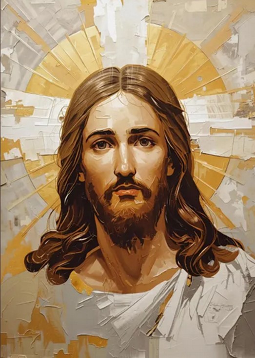 Christ fond blanc et doré
